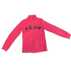 FCUK FRENCH CONNECTION Red Mock Neck Zip Up Sweater Size XS